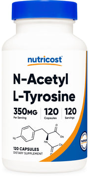 Nutricost N-acetil L-tirosina cápsulas en bote para concentración diaria