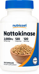 Nutricost nattokinase 2000FU bottle for daily supplementation.