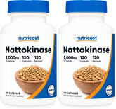 Nutricost nattokinase bottle front view highlights gluten-free labeling.