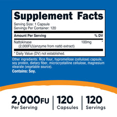 Nutricost nattokinase capsules close-up showing vegetarian-friendly formulation.