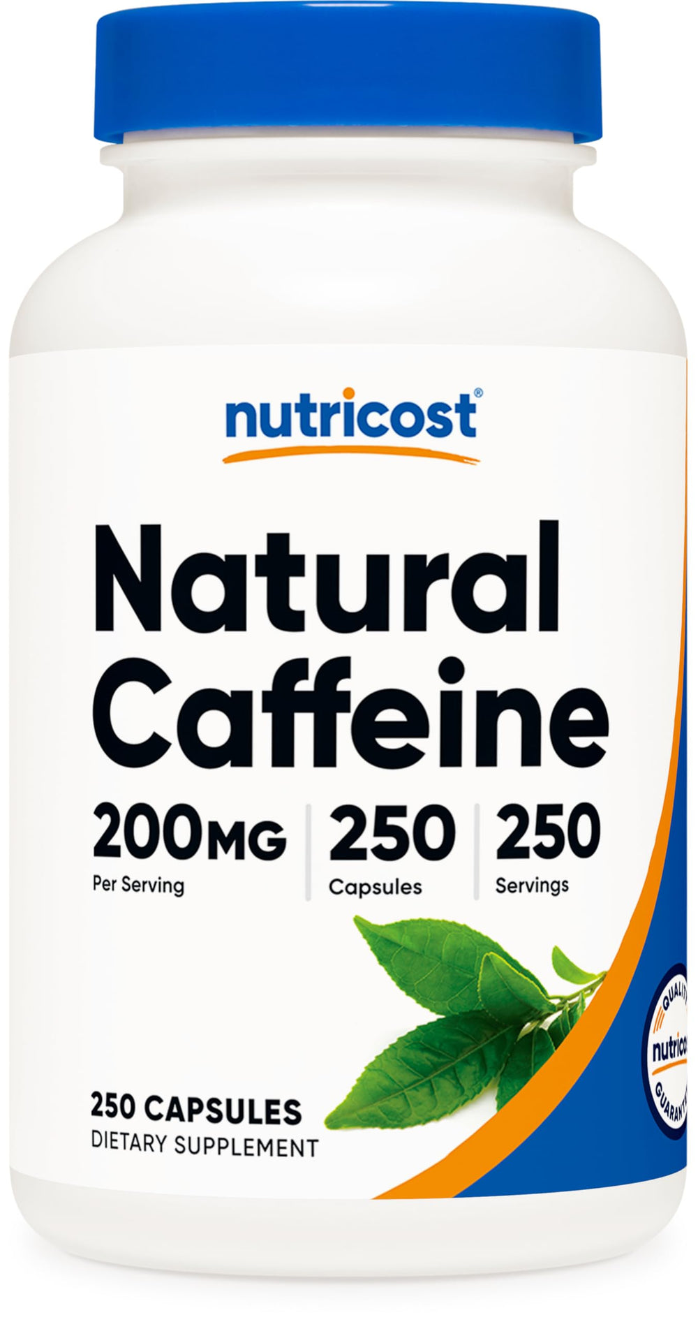 Nutricost Natural Caffeine bottle front showing product name and green tea origin