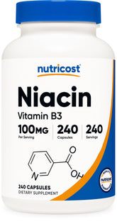 Nutricost Niacin bottle front view for daily use