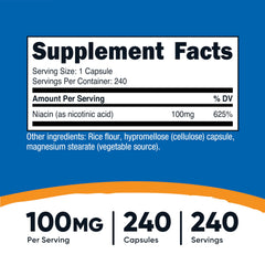 Nutricost Niacin capsules inside the bottle ready for daily use