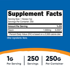 Nutricost Niacin powder measuring spoon for precise 1 g servings