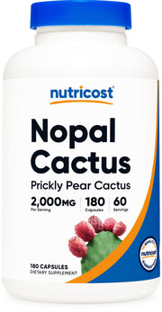 Nutricost Nopal Cactus bottle front for daily vegan wellness.