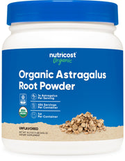 Nutricost organic astragalus root powder bottle supports daily wellness routine