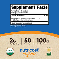 Nutricost Organic Cordyceps Powder close-up texture for easy mixing