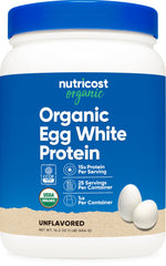 Nutricost Organic Egg White Protein Powder bottle showing GMO-free protein option.
