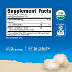 Nutricost Organic Lion's Mane Powder scoop demonstrates convenient measurement for recipes.
