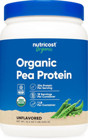 Nutricost Organic Pea Protein Powder 1lb jar ready for plant-based nutrition