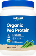 Nutricost Organic Pea Protein Powder 1lb jar ready for plant-based nutrition