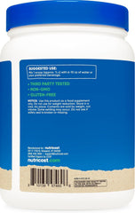 Nutricost Organic Pea Protein Powder label highlighting non-GMO and gluten-free traits