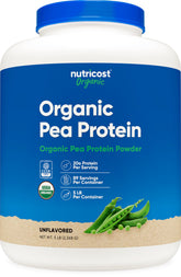 Nutricost Organic Pea Protein Powder unflavored 5lb bag highlighting plant-based protein