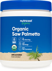 Nutricost Organic Saw Palmetto powder bottle for easy daily use.