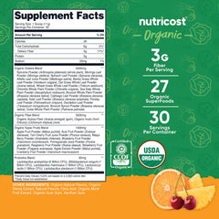 Nutricost Organic Super Greens orange sunrise pour ready to mix into drinks.