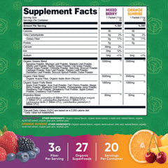 Nutricost Organic Super Greens orange sunrise stickpack with bright citrus flavor for on-the-go refreshment.