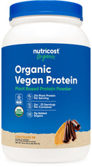 Nutricost Organic Vegan Protein chocolate peanut butter front view with gluten-free packaging