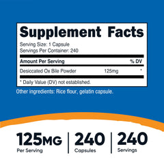Nutricost Ox Bile Capsules close-up of compact capsules for dosing