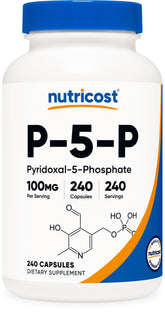Nutricost P5P bottle front; convenient daily vitamin B6 support.
