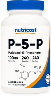 Nutricost P5P bottle front; convenient daily vitamin B6 support.
