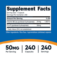 Nutricost P5P capsules-closeup showing smooth, easy-to-swallow capsules