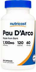 Nutricost PAU D'Arco inner bark bottle with vegetarian capsules for daily use.