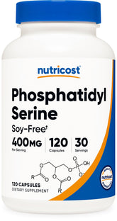Nutricost Phosphatidylserine 400mg bottle front view for quick recognition