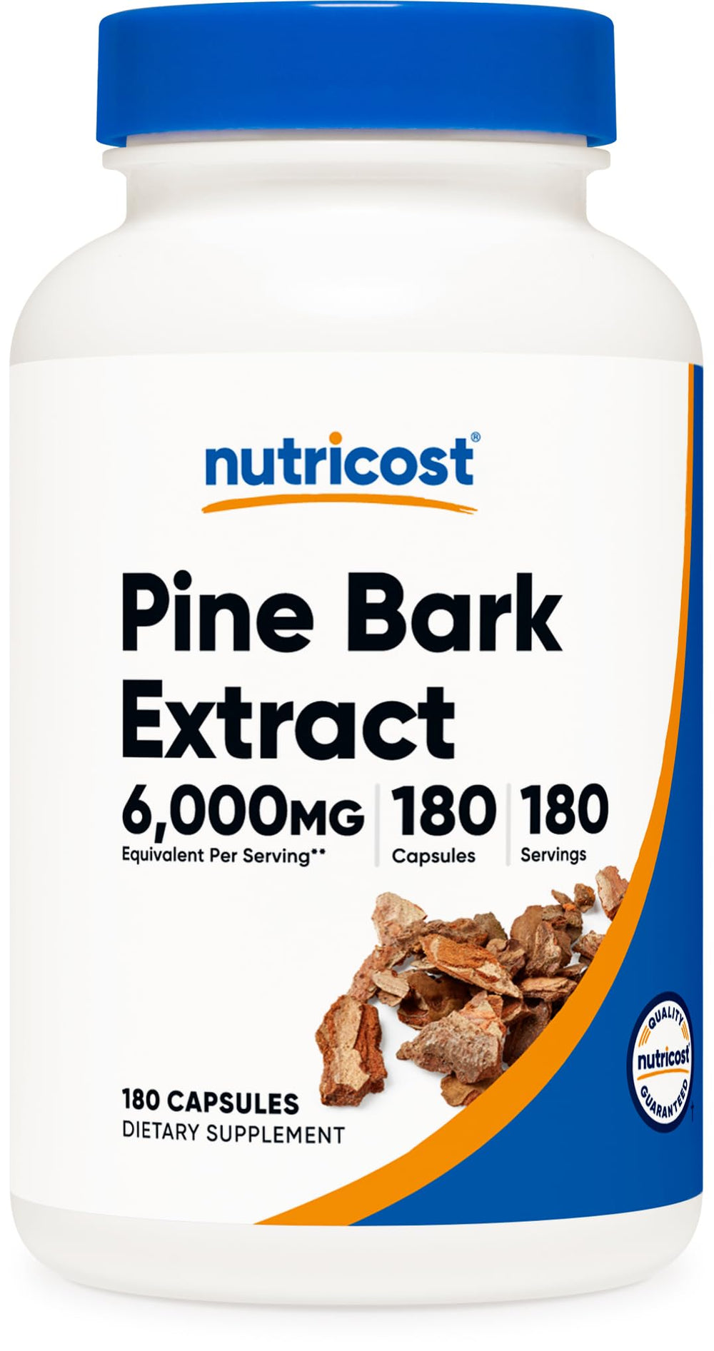 Nutricost Pine Bark Extract bottle front showing 180 servings for daily use