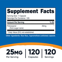 Close-up of Nutricost Policosanol capsules, vegetarian-friendly.