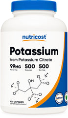 Nutricost Potassium Citrate 99mg bottle; supports daily intake with clear label