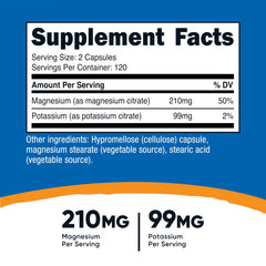 Nutricost Potassium Magnesium Citrates capsules close-up highlights convenient mineral blend.