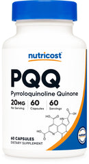Nutricost PQQ 20mg bottle cap close-up, secure packaging for daily use.
