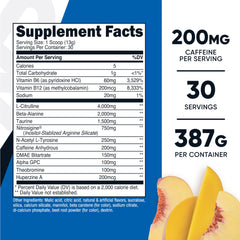 Nutricost blue raspberry flavor powder highlights caffeine boost.
