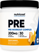 Nutricost pre-workout complex tub ready for an energetic workout.
