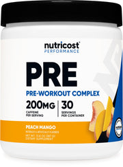 Nutricost pre-workout complex tub ready for an energetic workout.