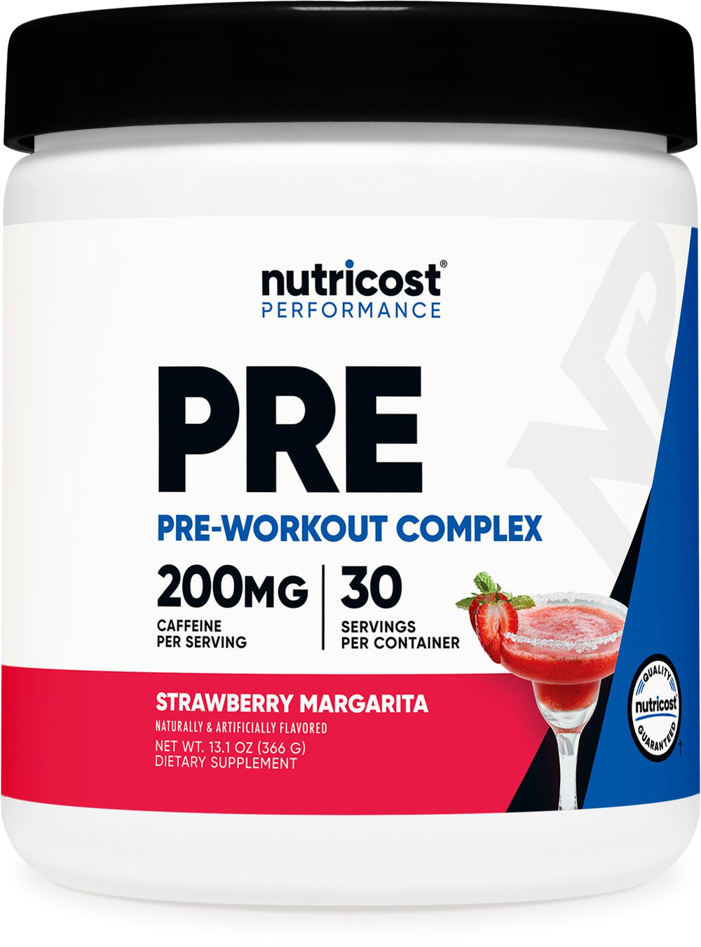 Nutricost pre-workout Strawberry Margarita powder pour for quick energy before workouts