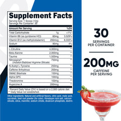 Nutricost pre-workout Strawberry Margarita scoop ready to dissolve in water