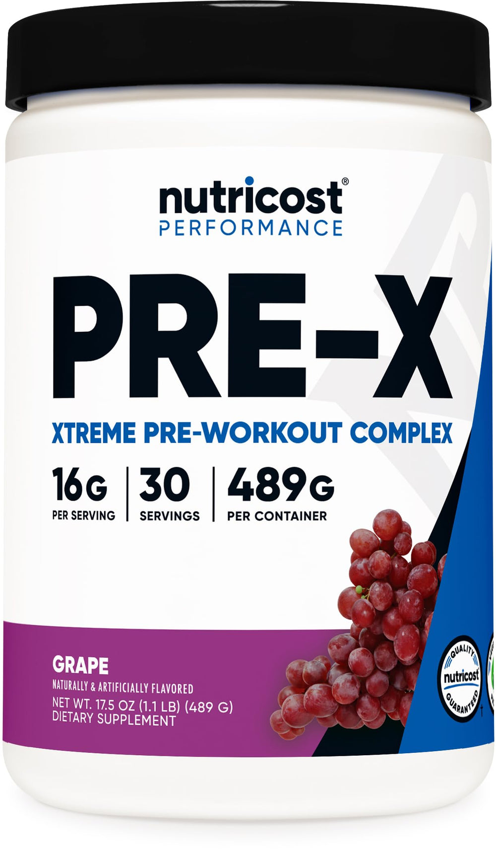 Nutricost Pre-X grape tub ready for pre-workout energy and focus
