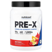 Nutricost Pre-X Xtreme Fruit Punch bottle ready for your workout with balanced energy.