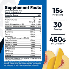 Nutricost Pre-X Xtreme Peach Mango scoop ready for serving
