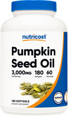 Nutricost Pumpkin Seed Oil softgel with 3000mg per serving for daily use.