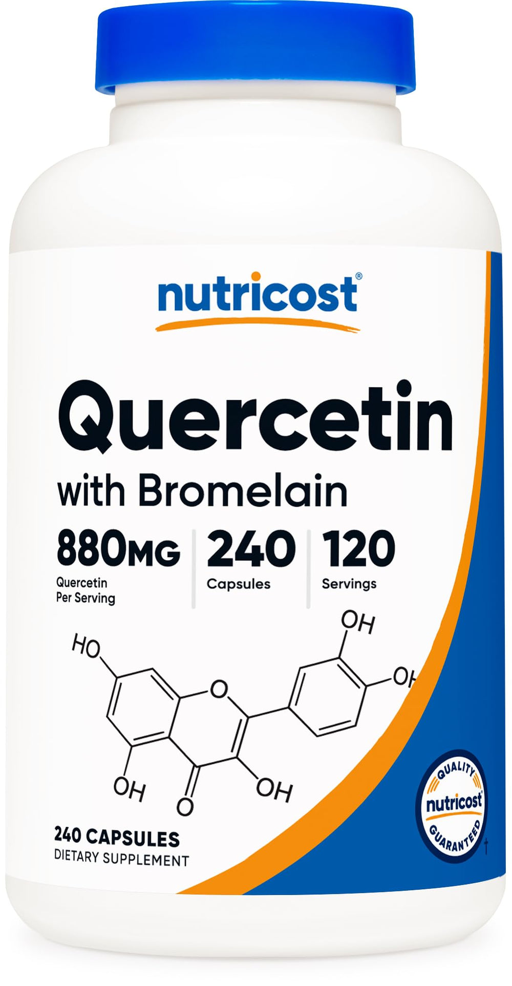 Nutricost Quercetin 880mg bottle front clearly displays the gluten-free claim.