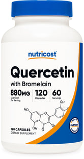 Nutricost Quercetin with Bromelain bottle label for daily wellness.
