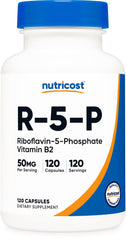 Nutricost R5P bottle front, vegan and GMO-free support for daily energy