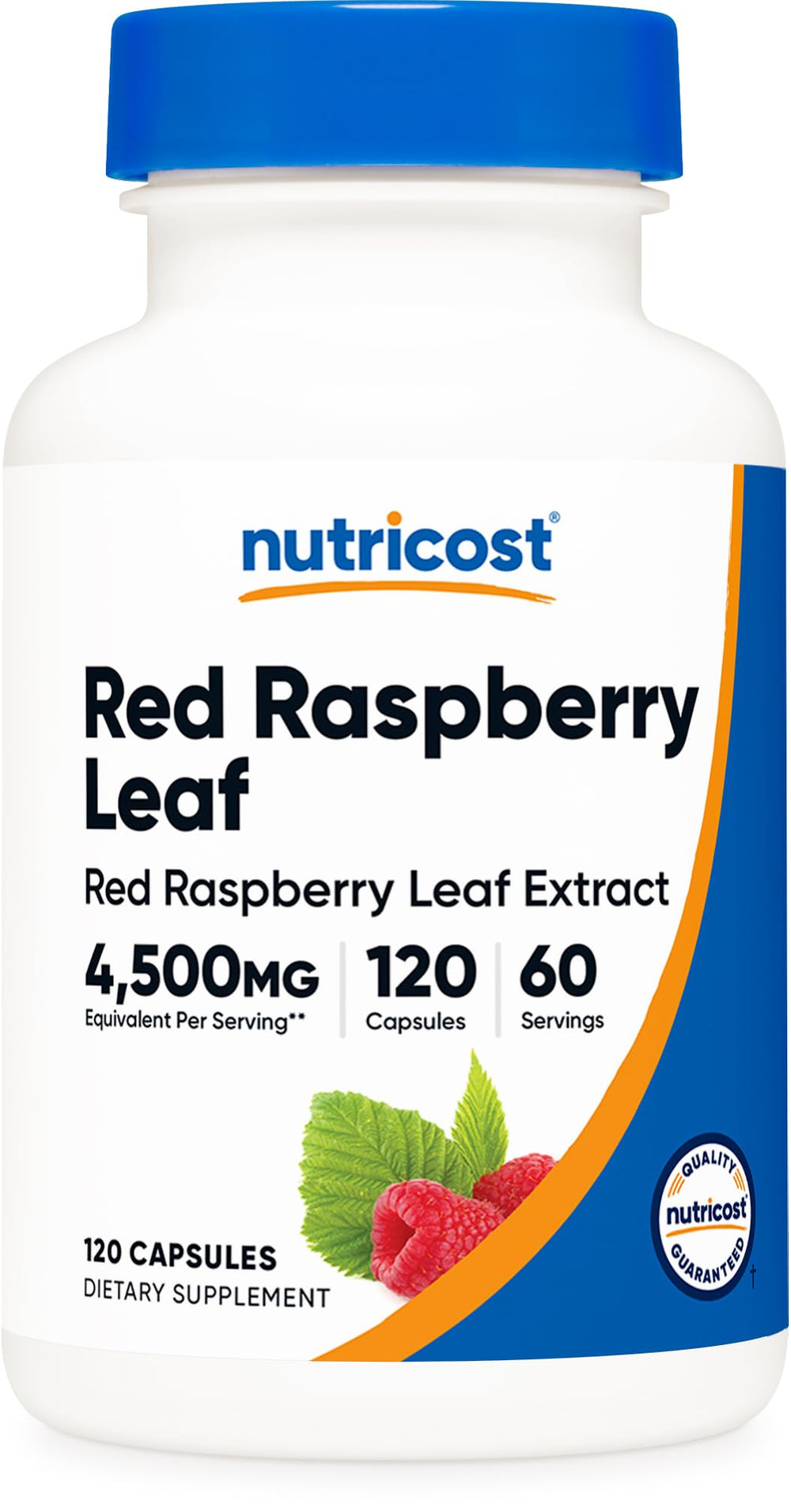 Nutricost Red Raspberry Leaf Extract bottle for daily wellness.