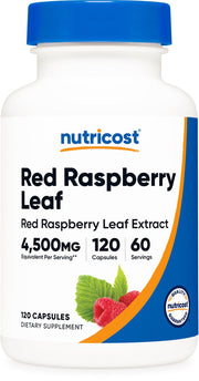 Nutricost Red Raspberry Leaf Extract bottle for daily wellness.