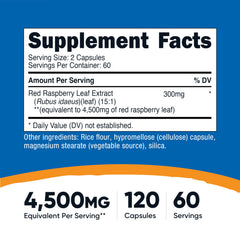 Nutricost Red Raspberry Leaf Extract capsules ready for daily use.