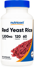Nutricost Red Yeast Rice 1200mg bottle with veggie capsules for easy daily use.