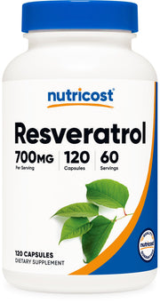 Nutricost Resveratrol 700mg bottle front for daily wellness exploration