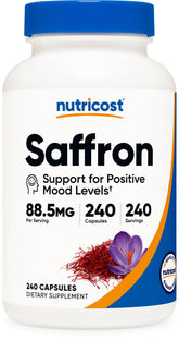 Nutricost Saffron Extract 88.5mg bottle for easy daily supplementation